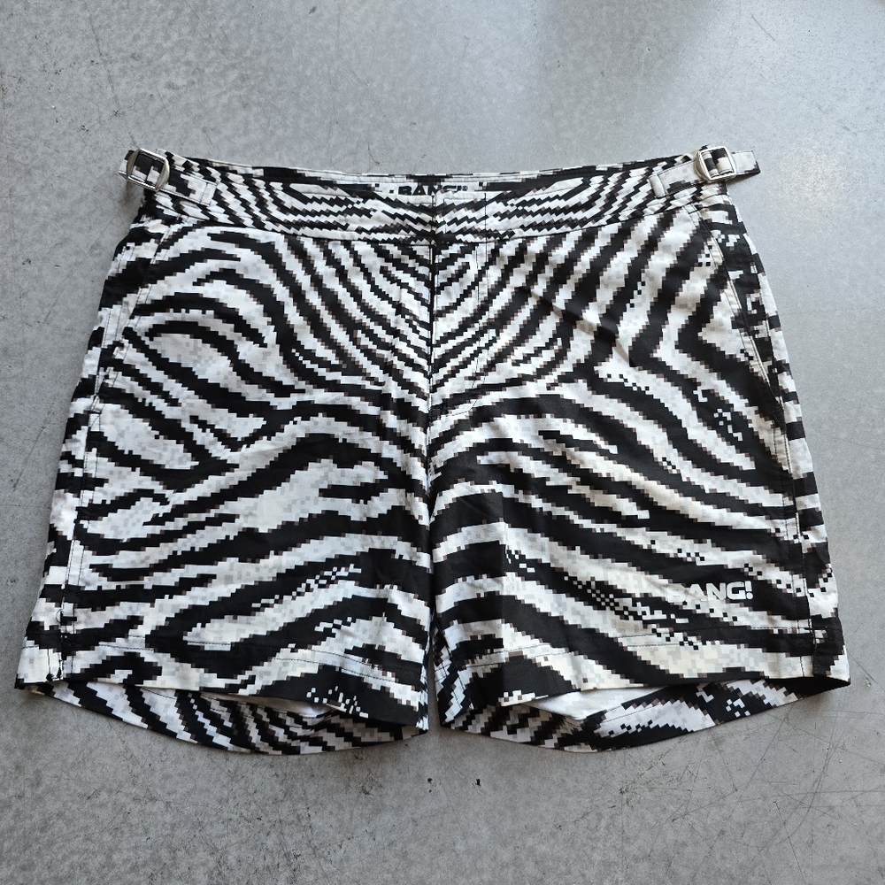BANG! tailored swim shorts, zebra pattern, size medium